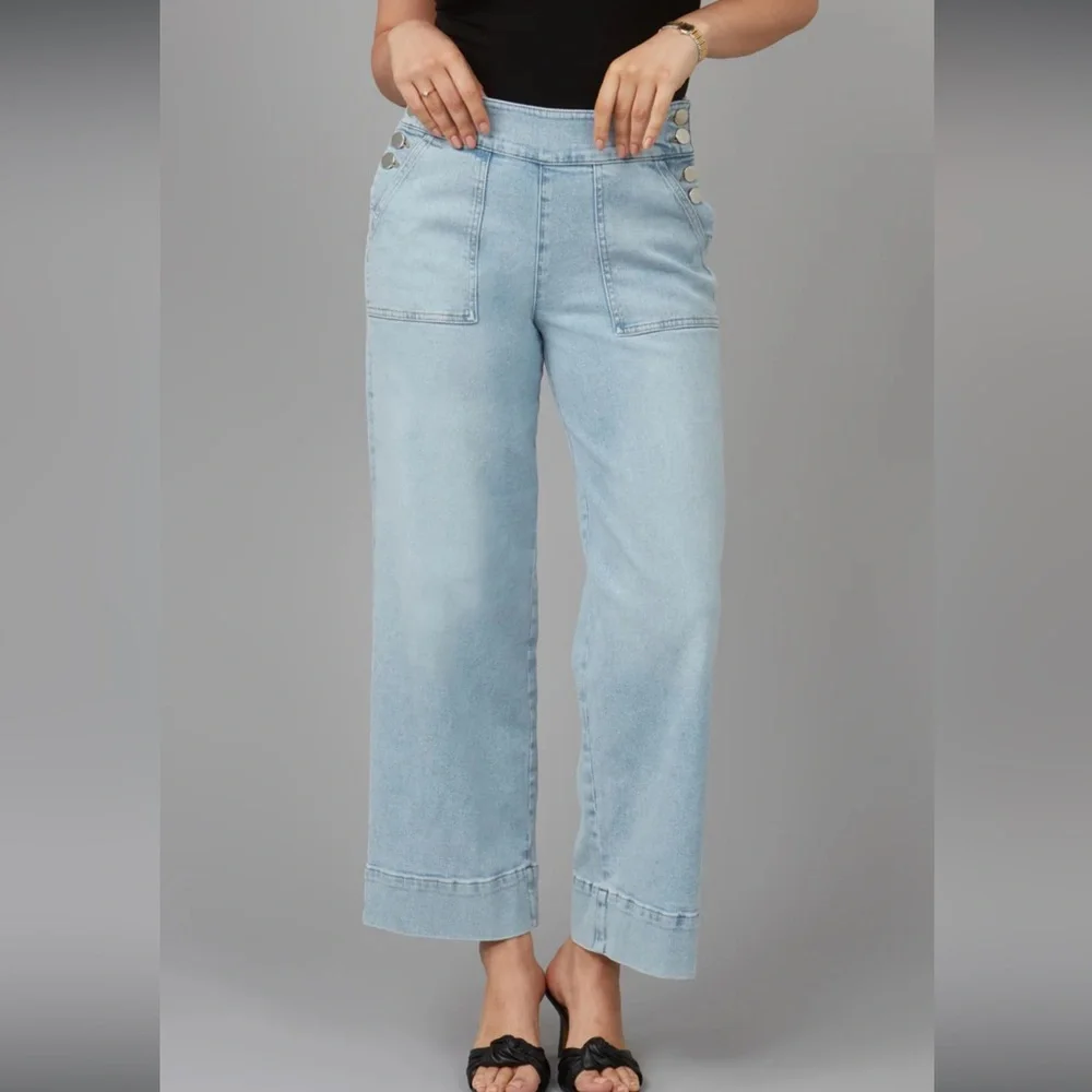 Lola Jeans Colette High Rise Wide Leg Jeans Light Blue 26 BNWT - Picture 2 of 13